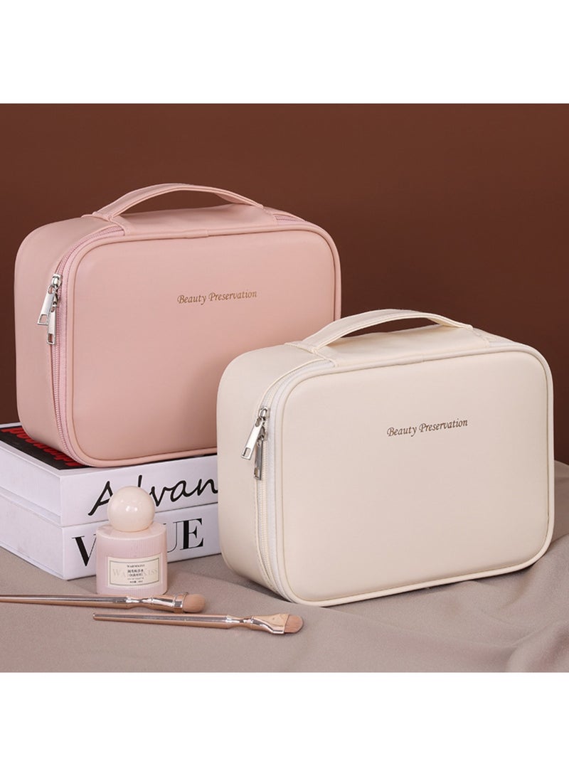 عربست حقيبة مكياج للسفر حقيبة مستحضرات تجميل كبيرة السعة، حقيبة مكياج محمولة واسعة الفتح منظمة للنساء لأساسيات السفر زجاجات إكسسوارات أدوات الزينة للسفر، فرش، أسود - Image 4