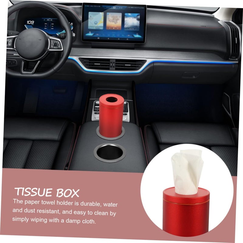 Car Napkin Holder 1pc Modern Cylinder Tissue Box Organizer - Image 3