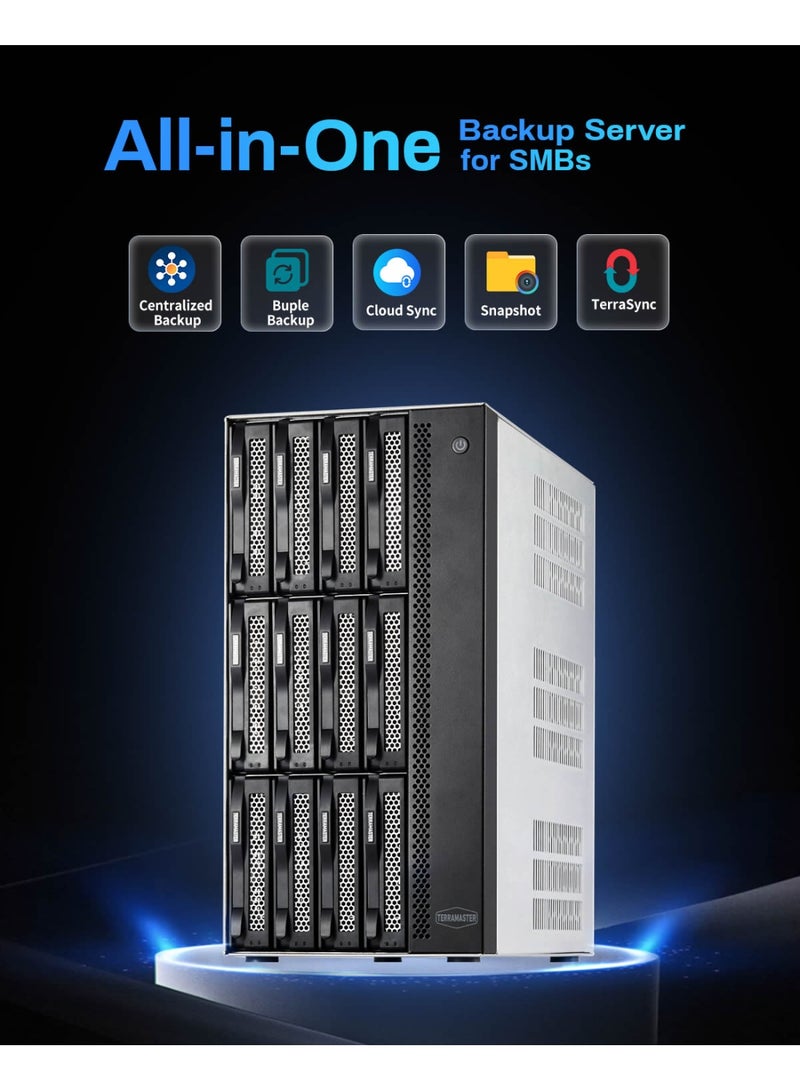 TERRAMASTER TERRAMASTER T12-500 Pro NAS Storage - 12Bay Core i7 1255U 10-Cores 12-Threads CPU, 16GB DDR5 RAM, Dual 10GbE Ports, Network Attached Storage Peak Performance for Business (Diskless) - Image 3