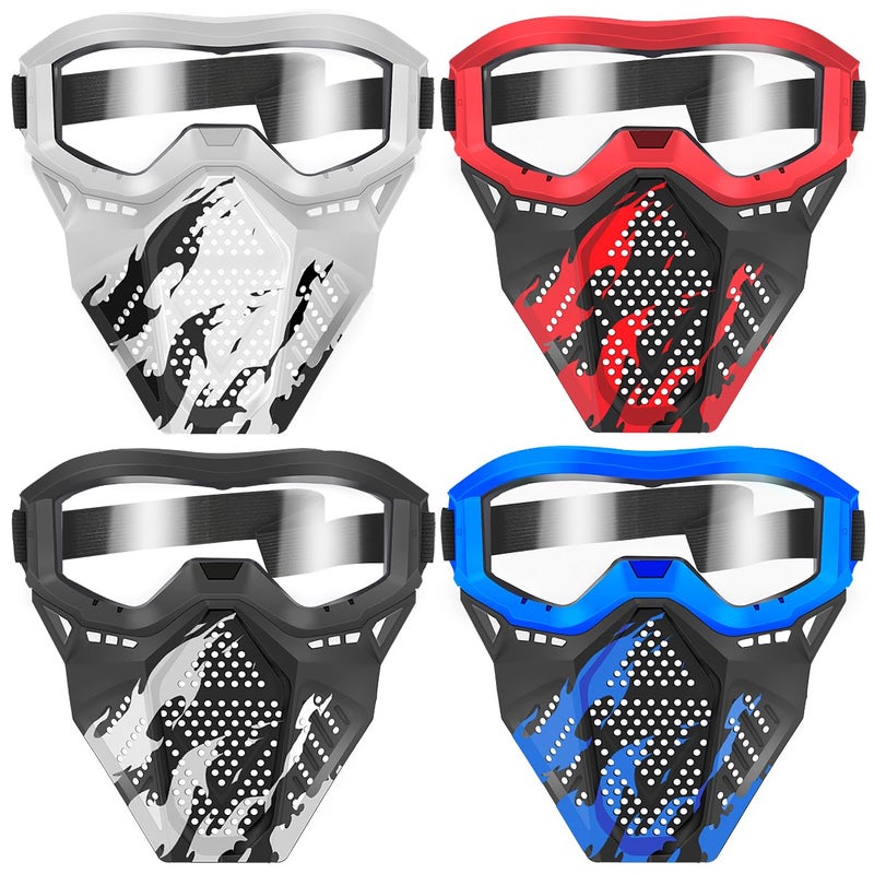 POKONBOY 4 Pack Tactical Mask for Kids, Safety Goggles Compatible with Nerf Rival, Apollo, Zeus, Khaos, Atlas, & Artemis Blasters Age 8+ Years Old - Image 1