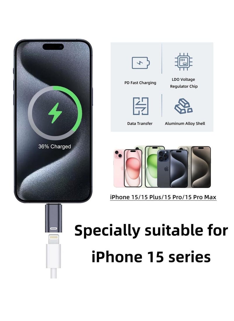 Generic - Pack USB-C Male to Lightning Female Adapter, USB Type C to Lightning Connector for iPhone 15/15 Plus/15 Pro/15 Pro Max, iPad Air, Support PD Fast Charging and Data Transfer - Image 1