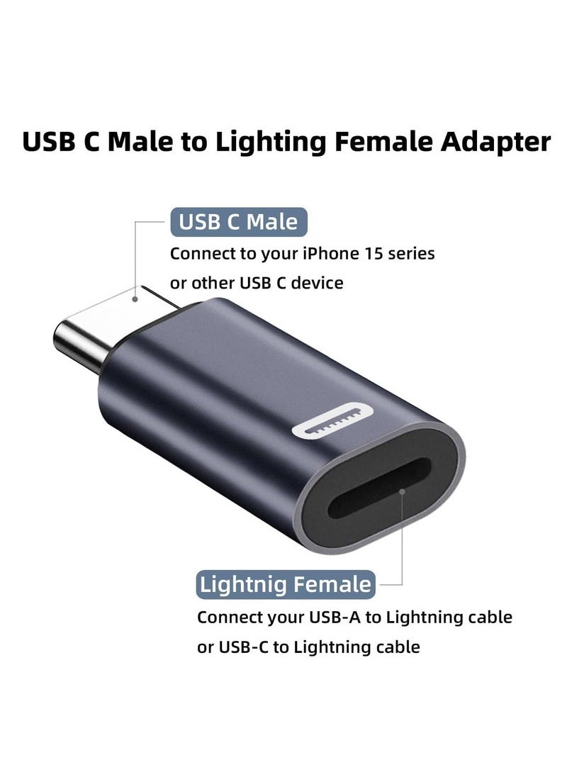Generic - Pack USB-C Male to Lightning Female Adapter, USB Type C to Lightning Connector for iPhone 15/15 Plus/15 Pro/15 Pro Max, iPad Air, Support PD Fast Charging and Data Transfer - Image 1