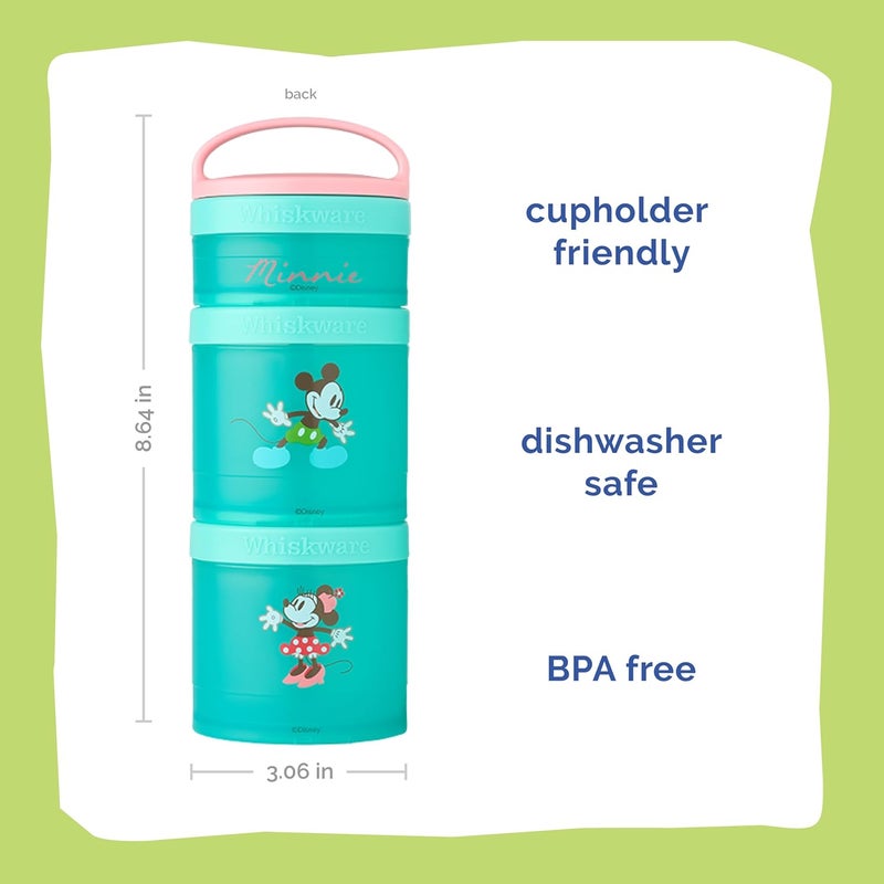 Whiskware Disney Stackable Snack Containers for Kids and Toddlers 3 Stackable Snack Cups for School and Travel Mickey and Minnie - Image 2