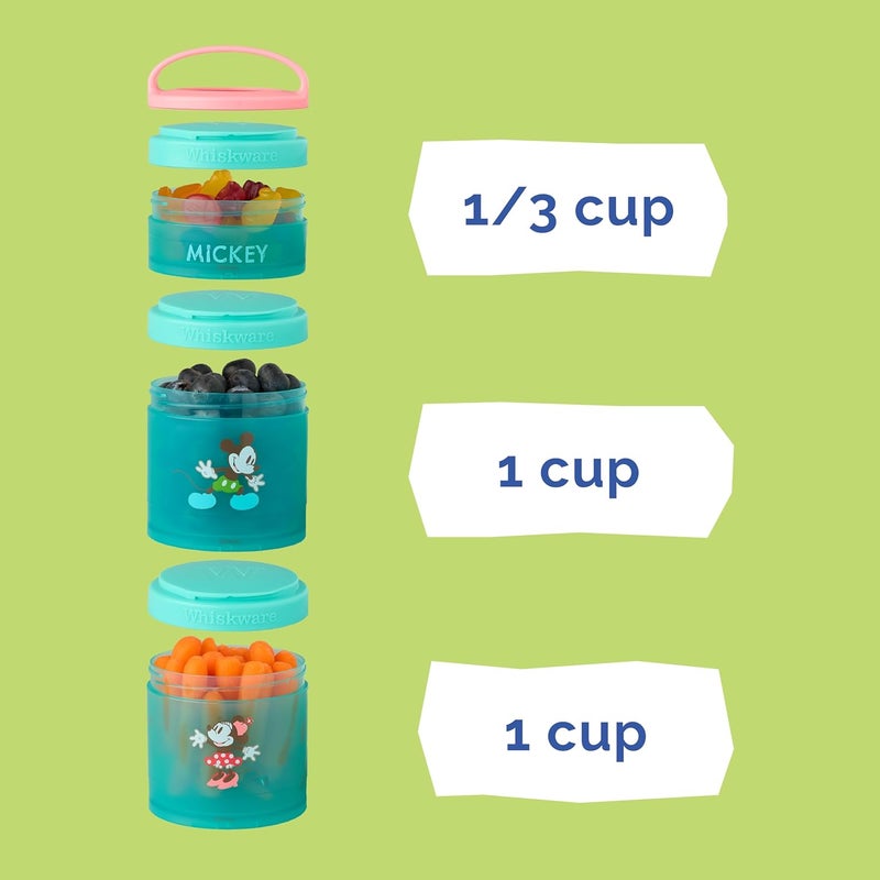 Whiskware Disney Stackable Snack Containers for Kids and Toddlers 3 Stackable Snack Cups for School and Travel Mickey and Minnie - Image 4
