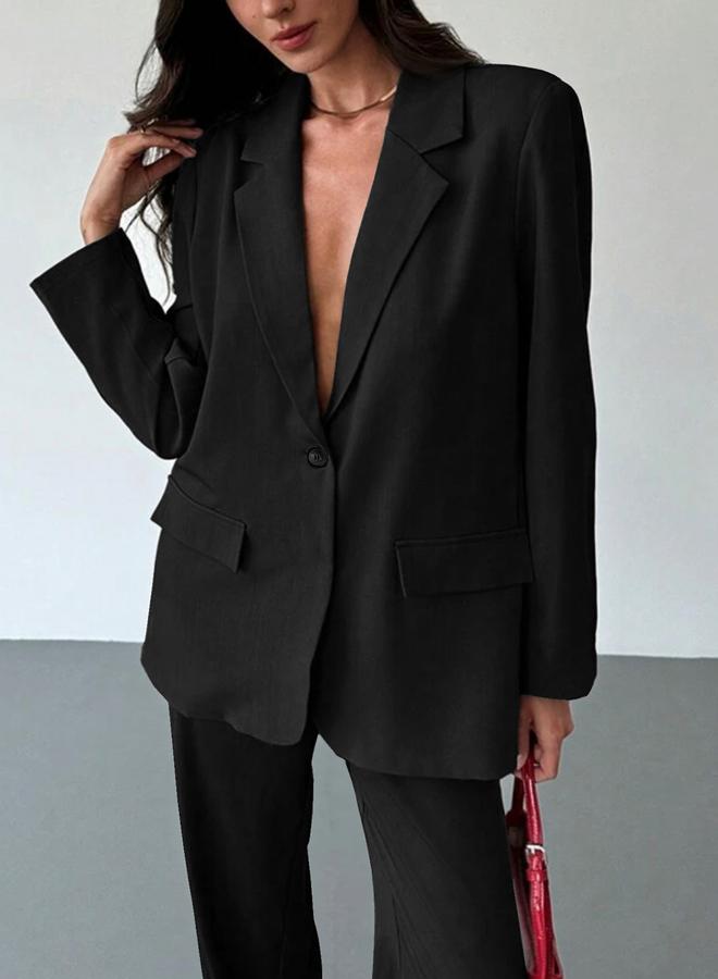 Take Two Black Notch Lapel Blazer and Trousers Co-ords - Image 1