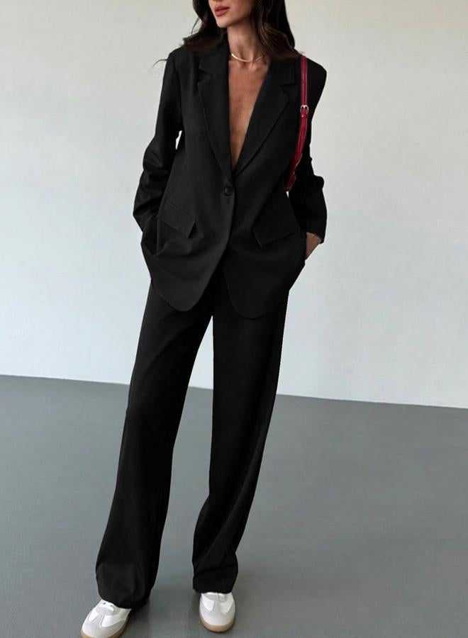 Take Two Black Notch Lapel Blazer and Trousers Co-ords - Image 5