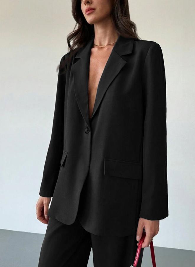 Take Two Black Notch Lapel Blazer and Trousers Co-ords - Image 4