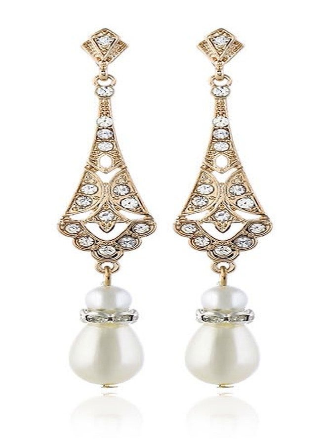 Cizoe Art Deco 20s 30s Flapper Gatsby Acessories Jewelry Great Gatsby Inspired Bridal Pearl Elastic Bracelet Bangle(Gold) - Image 3