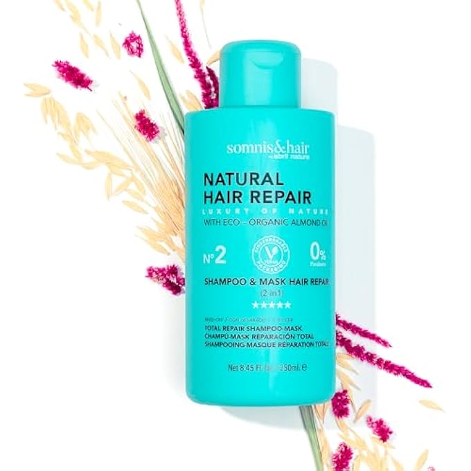 - 2 IN 1 SHAMPOO AND MASK FOR DAMAGED OR DRY HAIR - TOTAL REPAIR AND ANTI-BREAKAGE - STRENGTHENS AND HYDRATES - PARABEN FREE - VEGAN - 250 ML - Image 1
