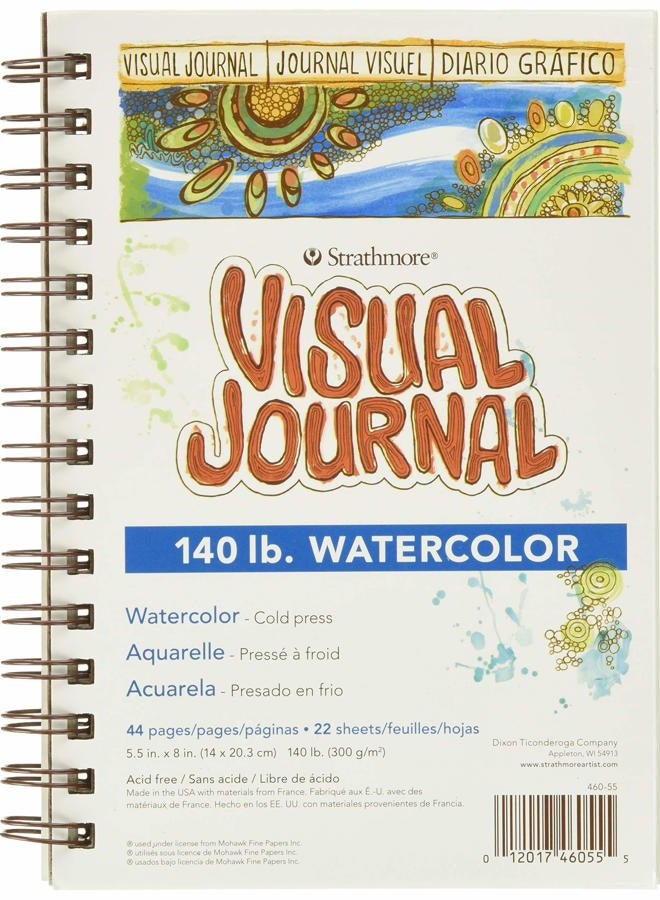Strathmore 460-55 400 Series Visual Watercolor Journal, 140 LB Cold Press, 5.5"x8", 22 Sheets , White - Image 1
