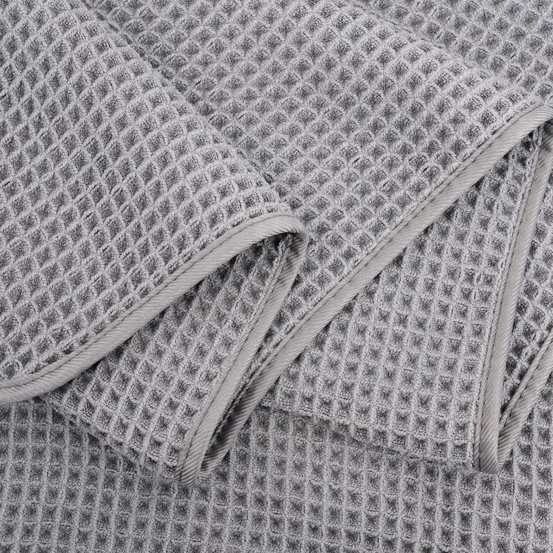 POLYTE Microfiber Oversize Quick Dry Lint Free Bath Towel, 60 x 30 in, 4 Pack (Gray, Waffle Weave) - Image 4