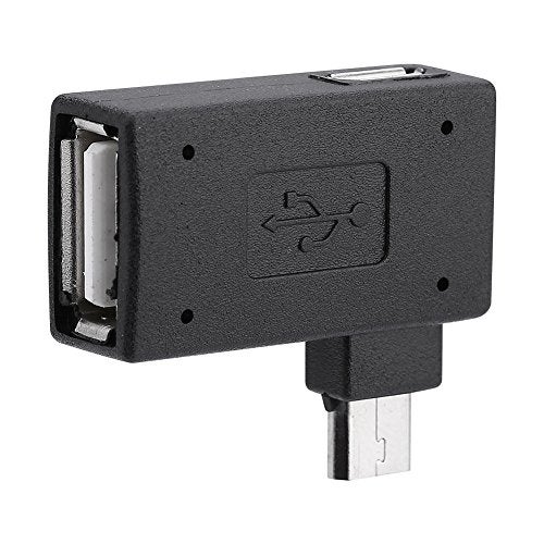 Zerone 2Pcs 90 Degree Left & Right Angled Micro USB 2.0 OTG Host Adapter, Female to Male Micro OTG Adapter with USB Electricity Supply Port - Image 3