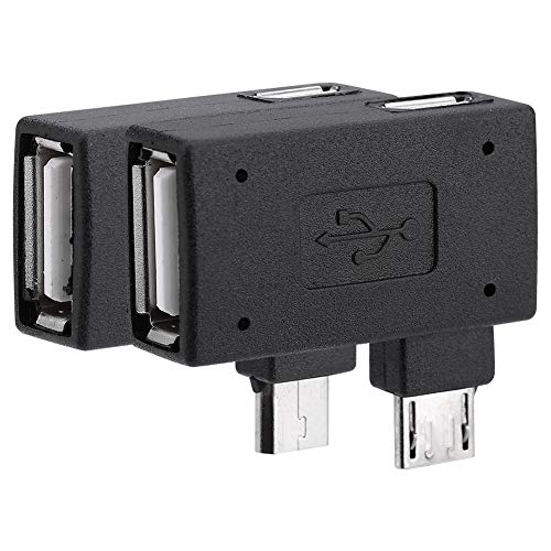 Zerone 2Pcs 90 Degree Left & Right Angled Micro USB 2.0 OTG Host Adapter, Female to Male Micro OTG Adapter with USB Electricity Supply Port - Image 5