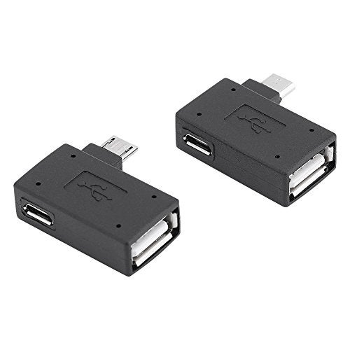 Zerone 2Pcs 90 Degree Left & Right Angled Micro USB 2.0 OTG Host Adapter, Female to Male Micro OTG Adapter with USB Electricity Supply Port - Image 4
