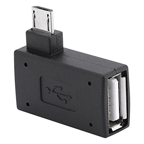 Zerone 2Pcs 90 Degree Left & Right Angled Micro USB 2.0 OTG Host Adapter, Female to Male Micro OTG Adapter with USB Electricity Supply Port - Image 1