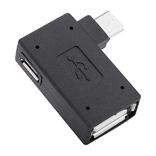 Zerone 2Pcs 90 Degree Left & Right Angled Micro USB 2.0 OTG Host Adapter, Female to Male Micro OTG Adapter with USB Electricity Supply Port - Image 2