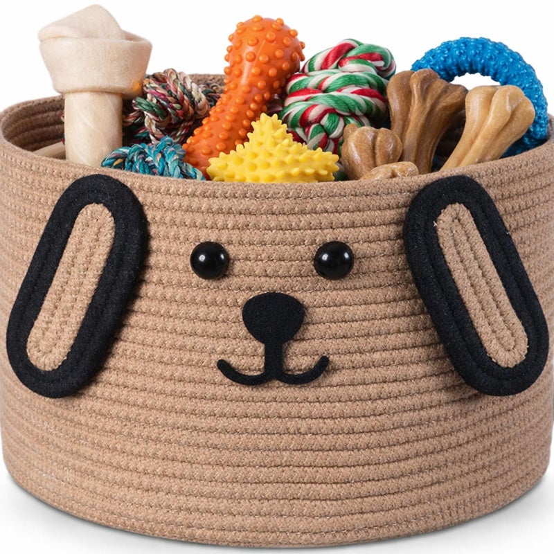 Zopeal Dog Woven Basket 118 D x 67 H Cotton Rope Toy Storage Organizer Dog Mom Gift Empty Cute Laundry Puppy Gift Animal Basket for Clothes Towels Toy Laundry Bathroom HomeKhaki Black - Image 2