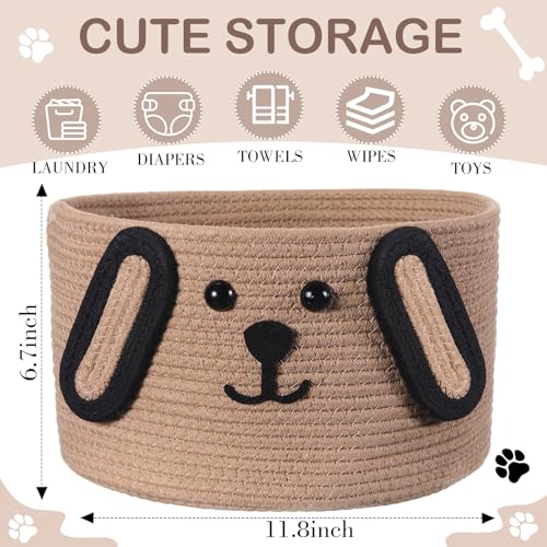 Zopeal Dog Woven Basket 118 D x 67 H Cotton Rope Toy Storage Organizer Dog Mom Gift Empty Cute Laundry Puppy Gift Animal Basket for Clothes Towels Toy Laundry Bathroom HomeKhaki Black - Image 3