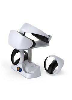 Compatible with PS5 VR2 Controller Charging Base with Display Light for PSVR2 Handle Charging Base with Stowable Glasses Holder TP5-2515