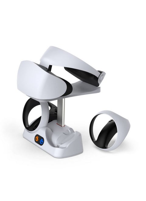 Compatible with PS5 VR2 Controller Charging Base with Display Light for PSVR2 Handle Charging Base with Stowable Glasses Holder TP5-2515