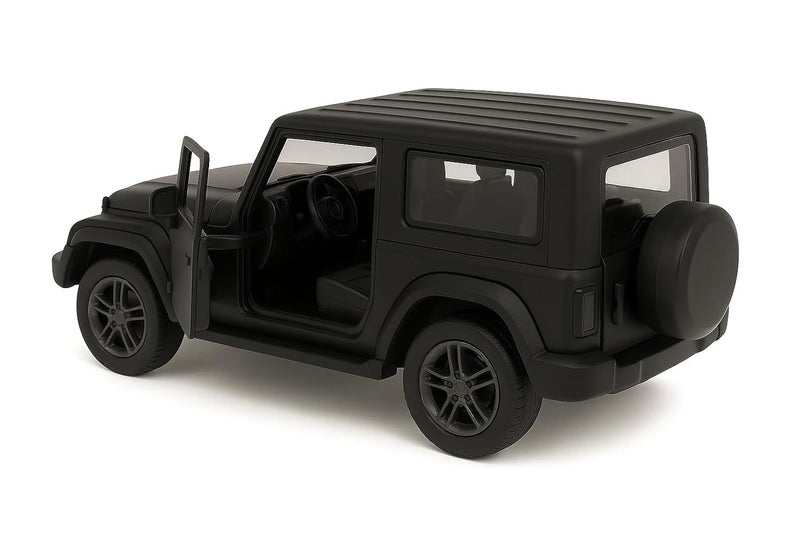 MAKET 1:32 Die-Cast Metal Thar Toy Car for Kids - Pull Back 4x4 Off-Road Model with Openable Doors, Realistic Miniature SUV Vehicle for Boys & Girls 2+ Years (Black) - Image 3
