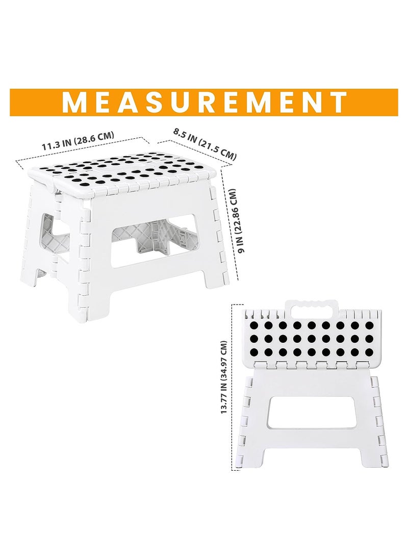 RATSAW - Folding Step Stool 9inch Super Strong Foldable Step Stool Lightweight For Kids and Adults with 300 lbs Holding Capacity Great for Kitchen Bathroom and Bedroom White - Image 1