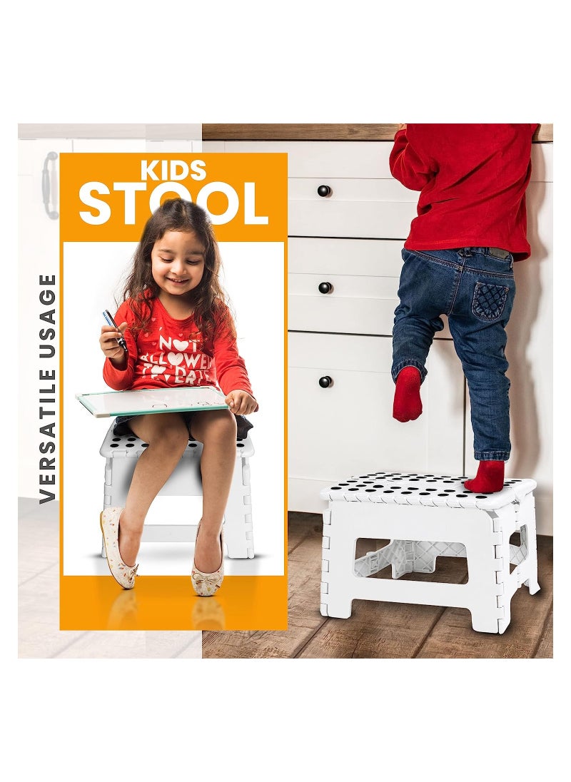 RATSAW - Folding Step Stool 9inch Super Strong Foldable Step Stool Lightweight For Kids and Adults with 300 lbs Holding Capacity Great for Kitchen Bathroom and Bedroom White - Image 1