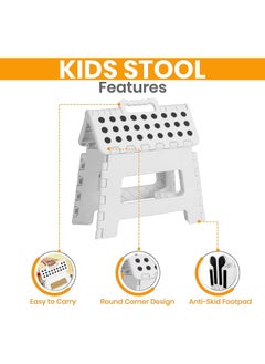 RATSAW Folding Step Stool 9inch Super Strong Foldable Step Stool Lightweight For Kids and Adults with 300 lbs Holding Capacity Great for Kitchen Bathroom and Bedroom White  - Image 2