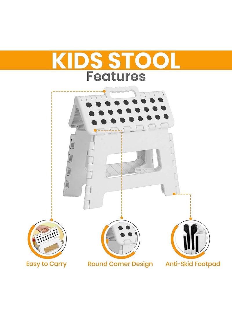 RATSAW - Folding Step Stool 9inch Super Strong Foldable Step Stool Lightweight For Kids and Adults with 300 lbs Holding Capacity Great for Kitchen Bathroom and Bedroom White - Image 1