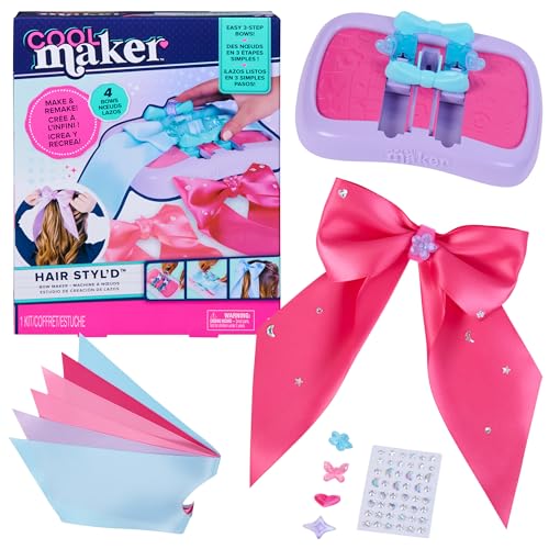 Cool Maker Hair STYLd Bow Maker Make Remake 4 Bows Hair Accessories Arts and Crafts Kit Kids Toys for Girls Ages 6 and up - Image 1
