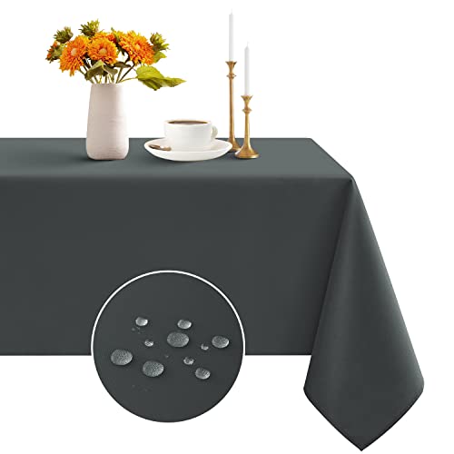 Romanstile Rectangle Tablecloth - Waterproof and Wrinkle Resistant Washable Polyester Table Cloth for Kitchen Dining/Party/Wedding Indoor and Outdoor Use (60 x 102 inch, Dark Grey) - Image 1