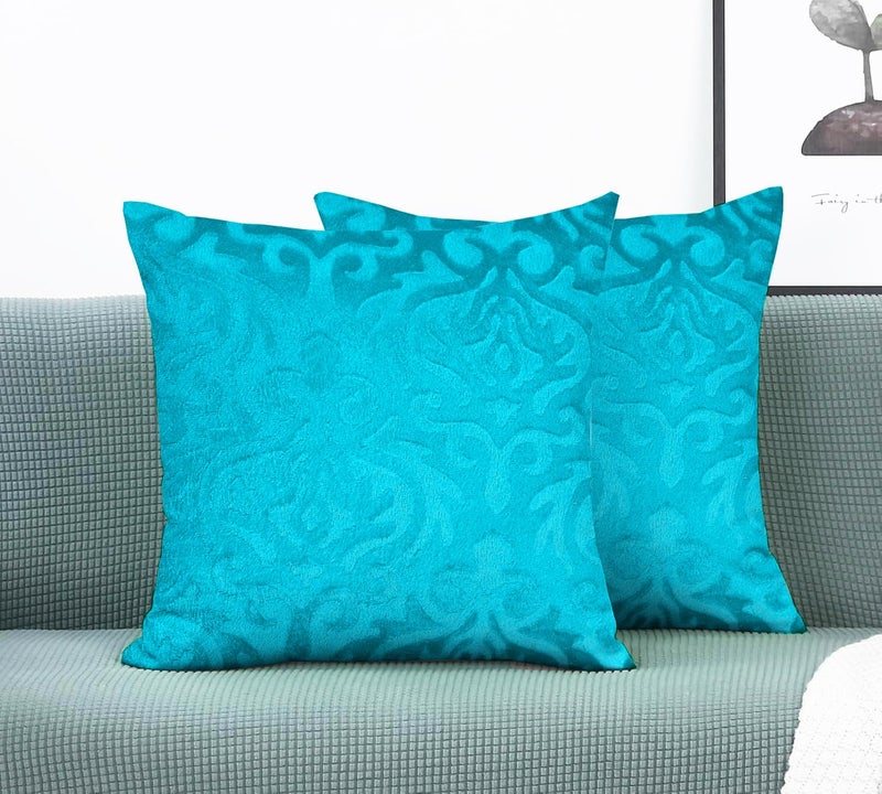 STARNSTYLE Velvet Decorative Cushion Cover 24x24 Inch - Set of 5, Soft Solid Damask Square Throw Pillow Covers for Sofa, Living Room or Home Decor - 60x60 cm - Image 2