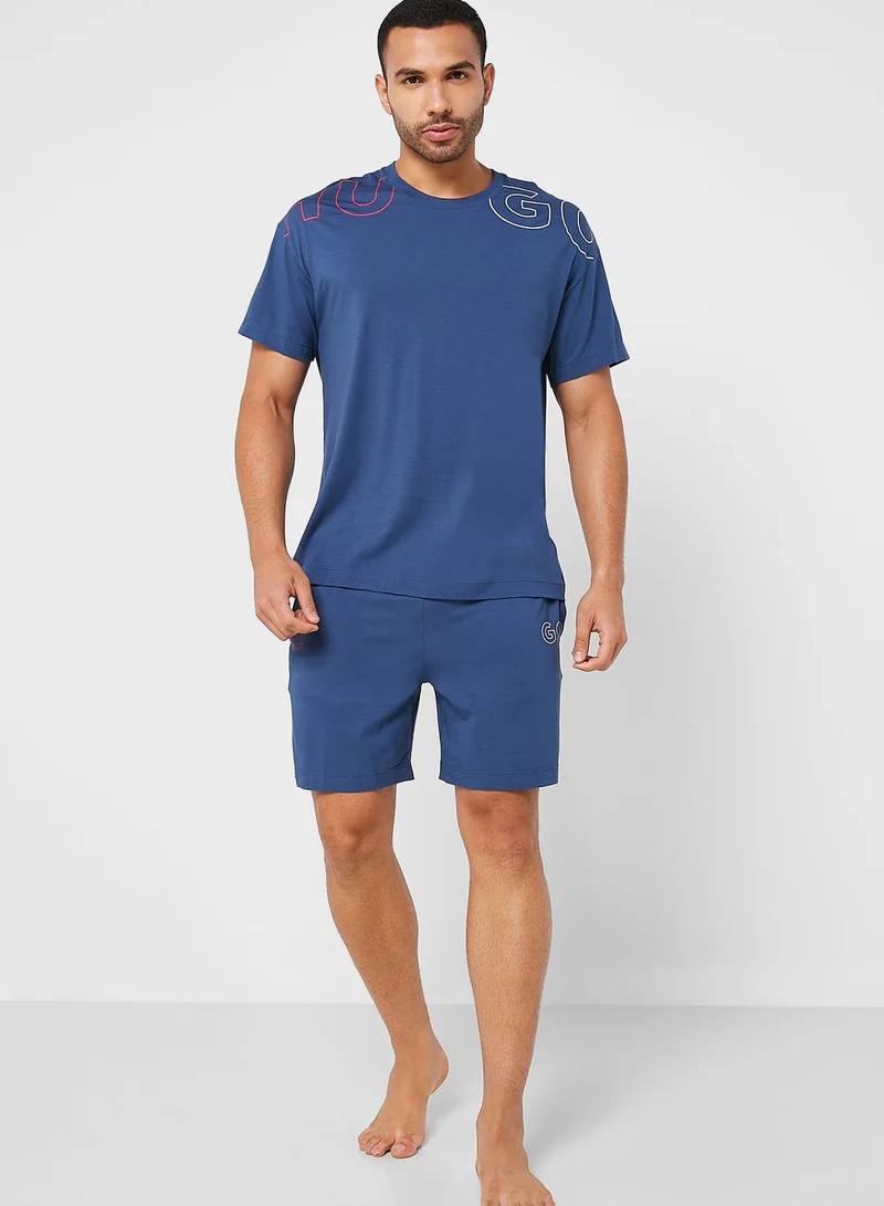 HUGO Logo Crew Neck T-Shirt And Shorts Set
