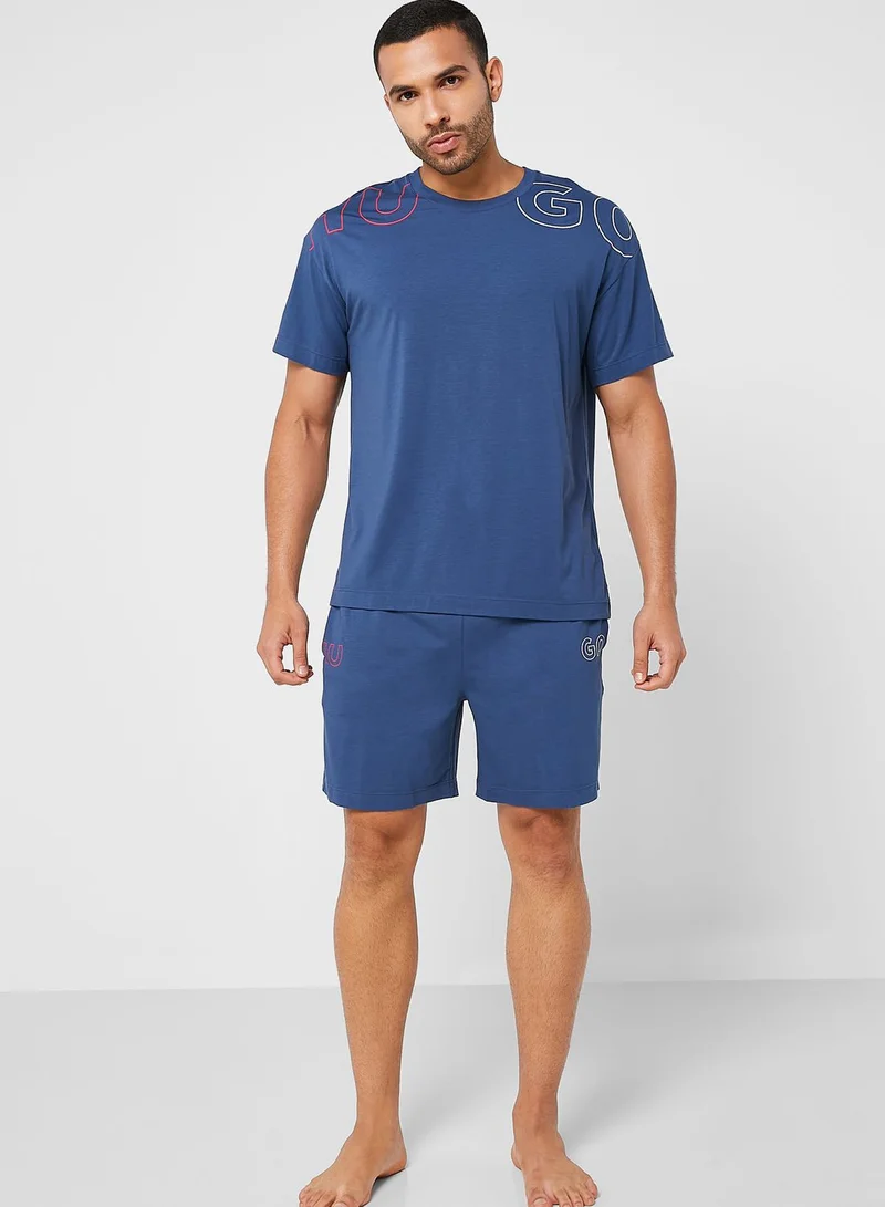 HUGO Logo Crew Neck T-Shirt And Shorts Set
