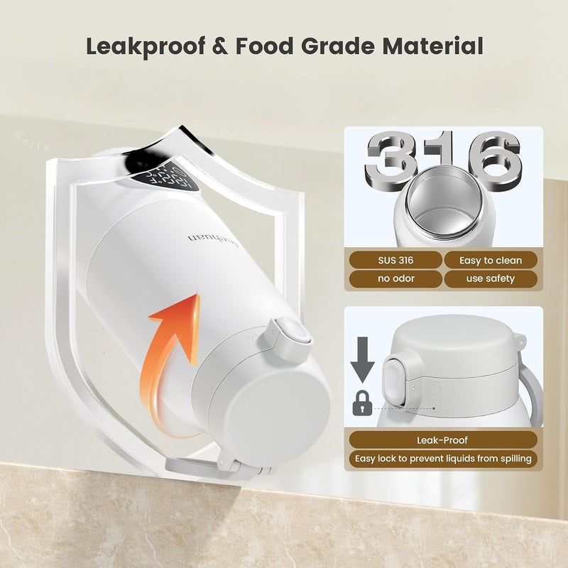 Excefore Portable Milk Warmer for Travel, 17oz Large Capacity, 2-Min Fast Heating for Breast Milk, Formula & Water, Precise Temperature Control, IPX6 Waterproof, Washable Design, Portable Bottle Warmer - Image 4