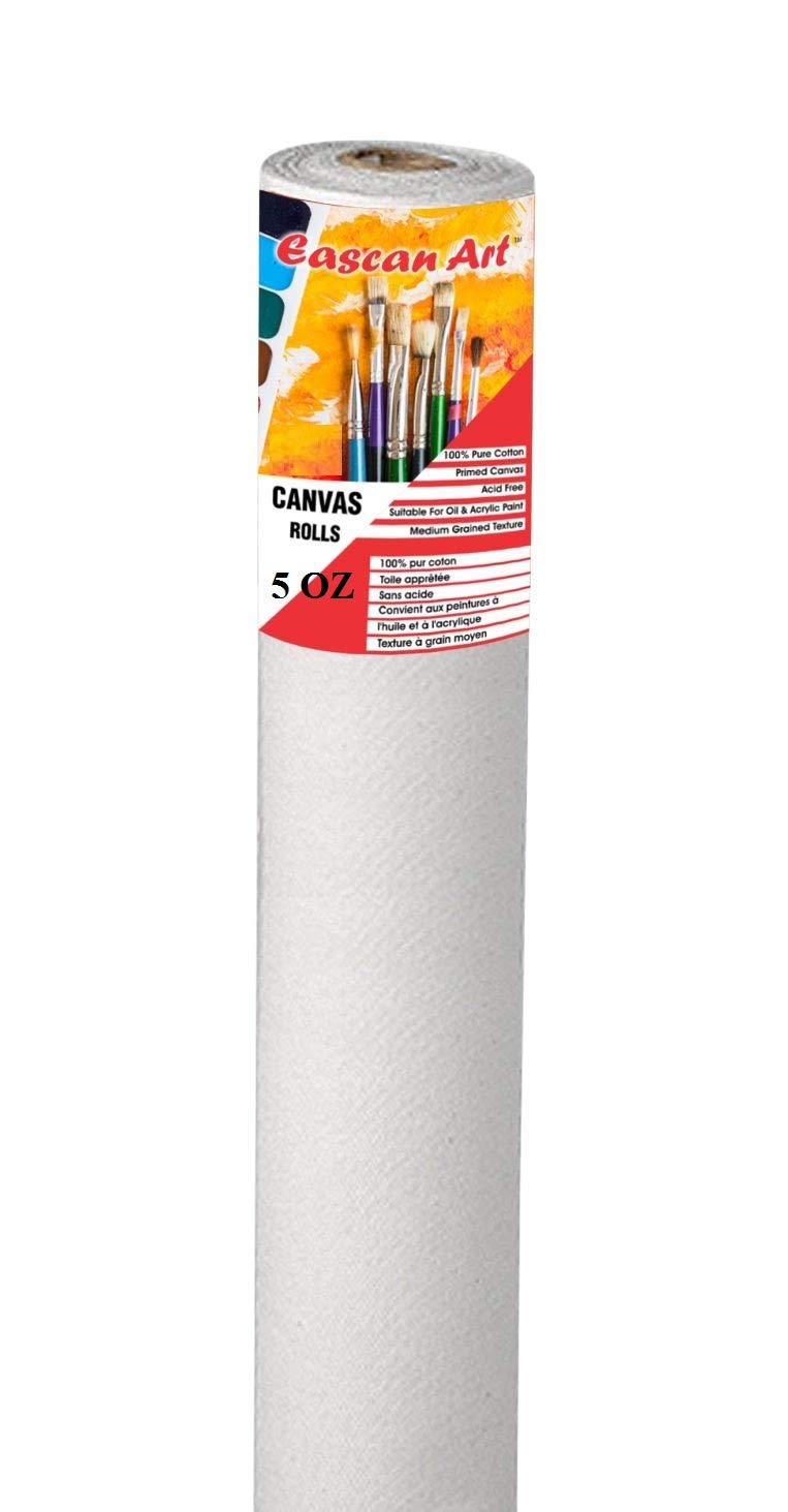 Eascan Art 5 Oz. Medium Grain Primed Cotton Canvas Roll for Oil and Acrylic Painting (5 Oz. White, 24" X 10 Mtrs) - Image 1