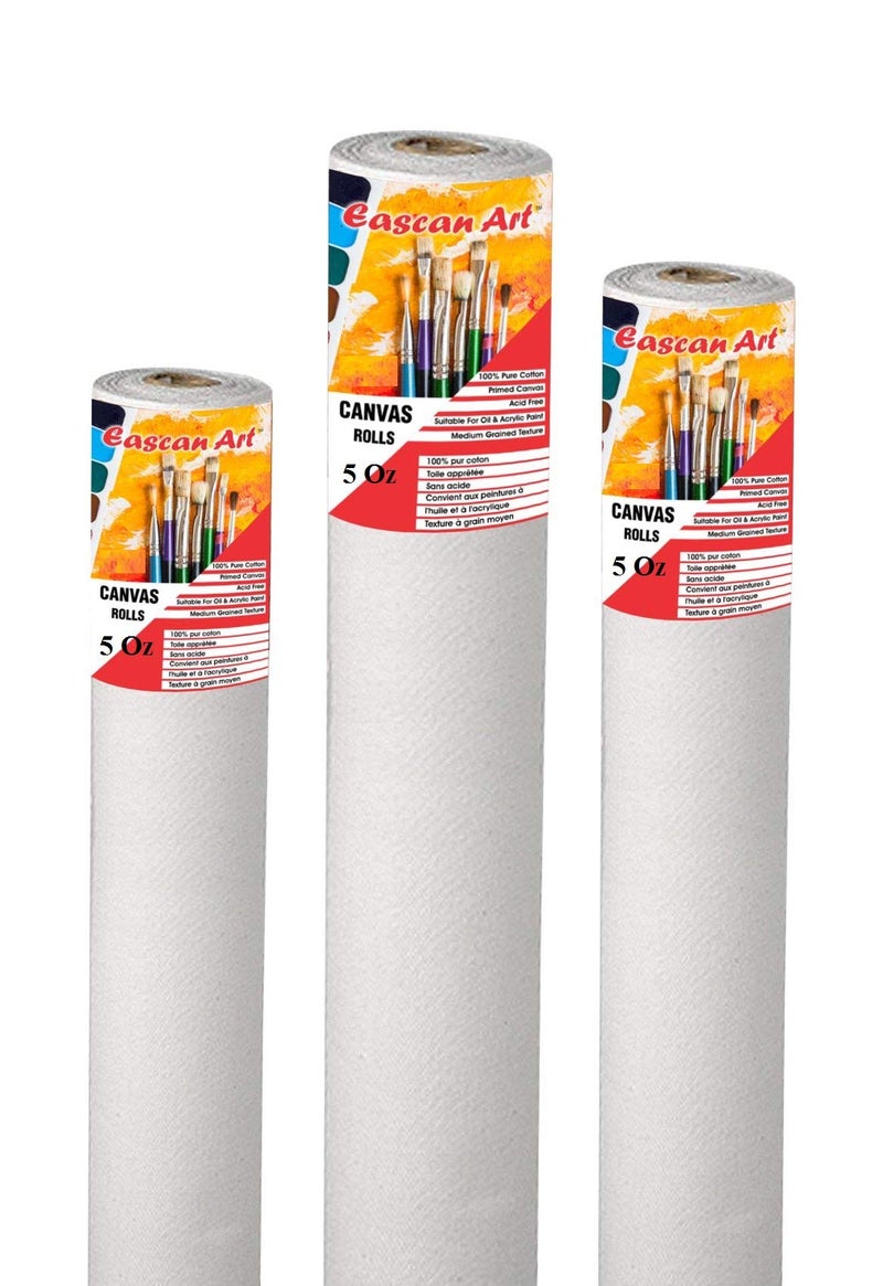 Eascan Art 5 Oz. Medium Grain Primed Cotton Canvas Roll for Oil and Acrylic Painting (5 Oz. White, 24" X 10 Mtrs) - Image 2