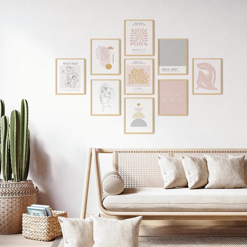 97 Decor 97 ديكور مطبوعات فنية وردية ورمادية لماتيس – مجموعة ملصقات ماتيس – ديكور حائط ماتيس عتيق – ملصقات غرفة نوم جمالية – لوحة تجريدية لهنري لـ - Image 5