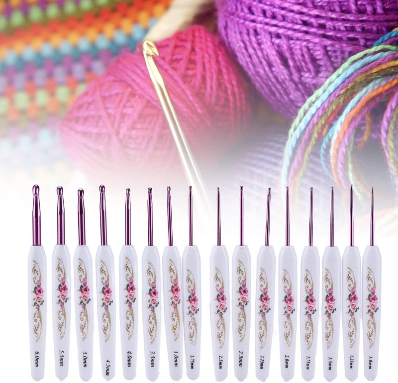 Ergonomic Crochet Hooks Set, Aluminum Knitting Tool Set with Comfort Grip Handle, 16 - Piece DIY Crochet Needles in Carry Bag for Beginners and Enthusiasts (Roseate) - Image 5