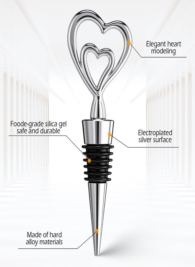 Ferraycle 30 Pcs Heart Wine Stoppers Wedding Bridal Shower Favor for Guests Silver Heart Wine Bottle Openers Champagne Stopper Wine Saver Metal Wine Cork Holder Plugs with Box for Wedding (Cute) - Image 4