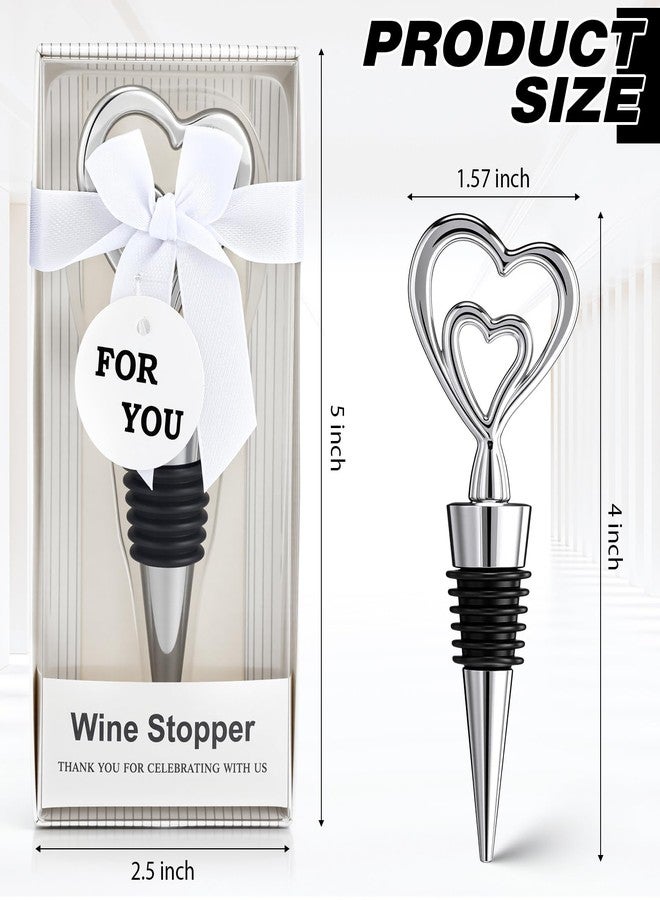 Ferraycle 30 Pcs Heart Wine Stoppers Wedding Bridal Shower Favor for Guests Silver Heart Wine Bottle Openers Champagne Stopper Wine Saver Metal Wine Cork Holder Plugs with Box for Wedding (Cute) - Image 2