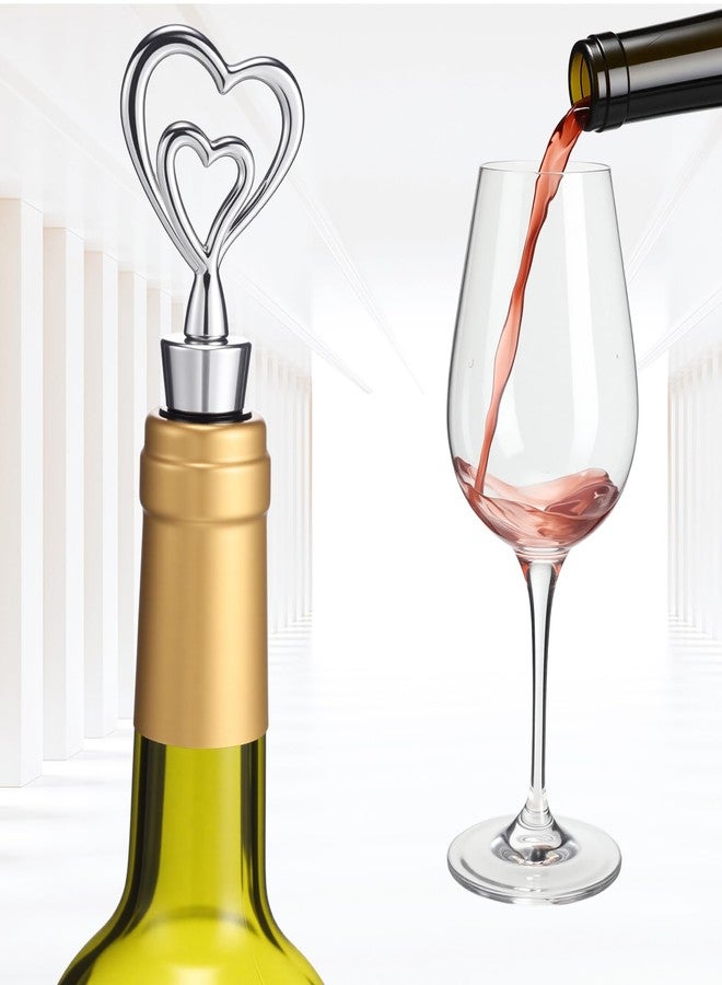 Ferraycle 30 Pcs Heart Wine Stoppers Wedding Bridal Shower Favor for Guests Silver Heart Wine Bottle Openers Champagne Stopper Wine Saver Metal Wine Cork Holder Plugs with Box for Wedding (Cute) - Image 5