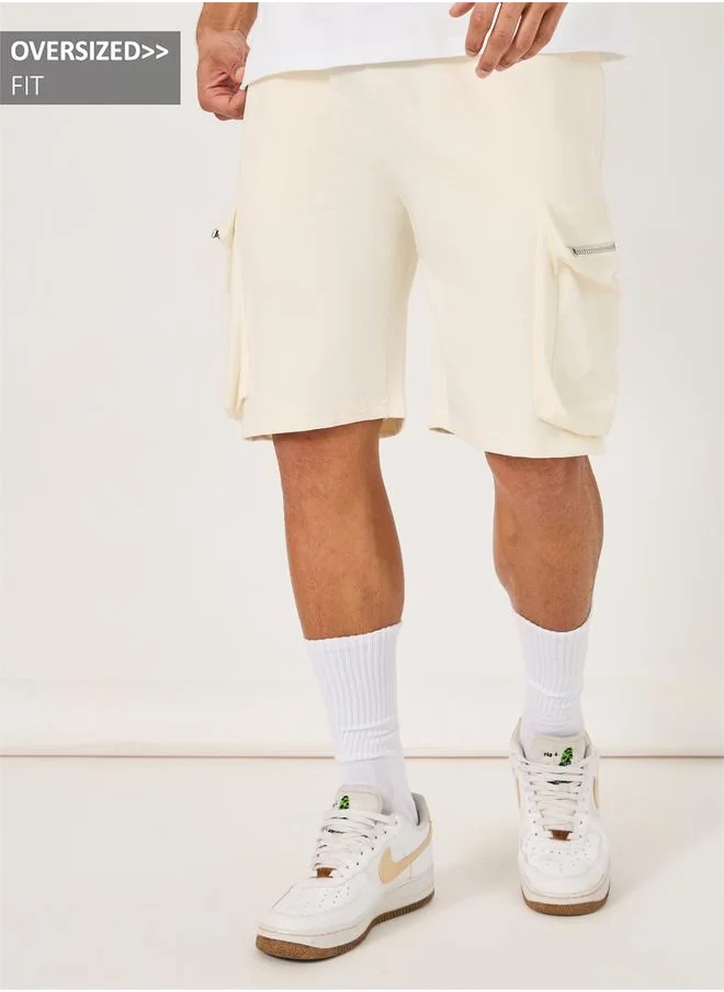 ستايلي Oversized Fit Utility Cargo Shorts with Zipper