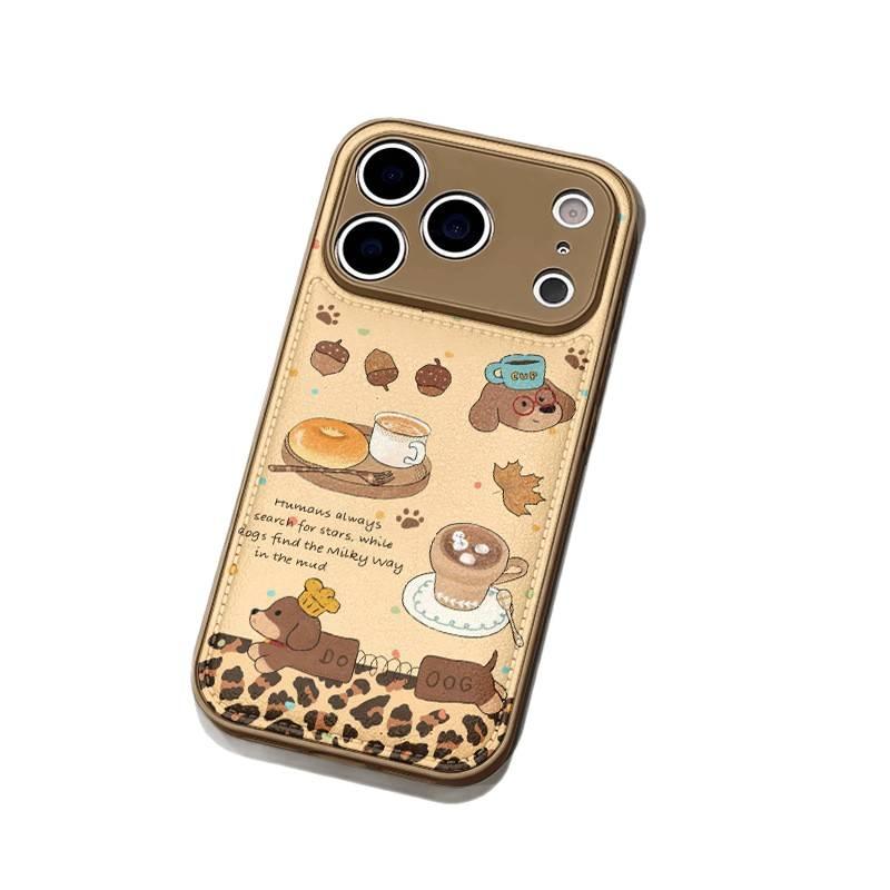 iPhone 14 Plus Scratch Resistant Leather Protective Texture for iPhone 14 14 Plus 14 Pro 14 Pro Max with Leopard Print Dachshund Pattern and Anti - Image 5