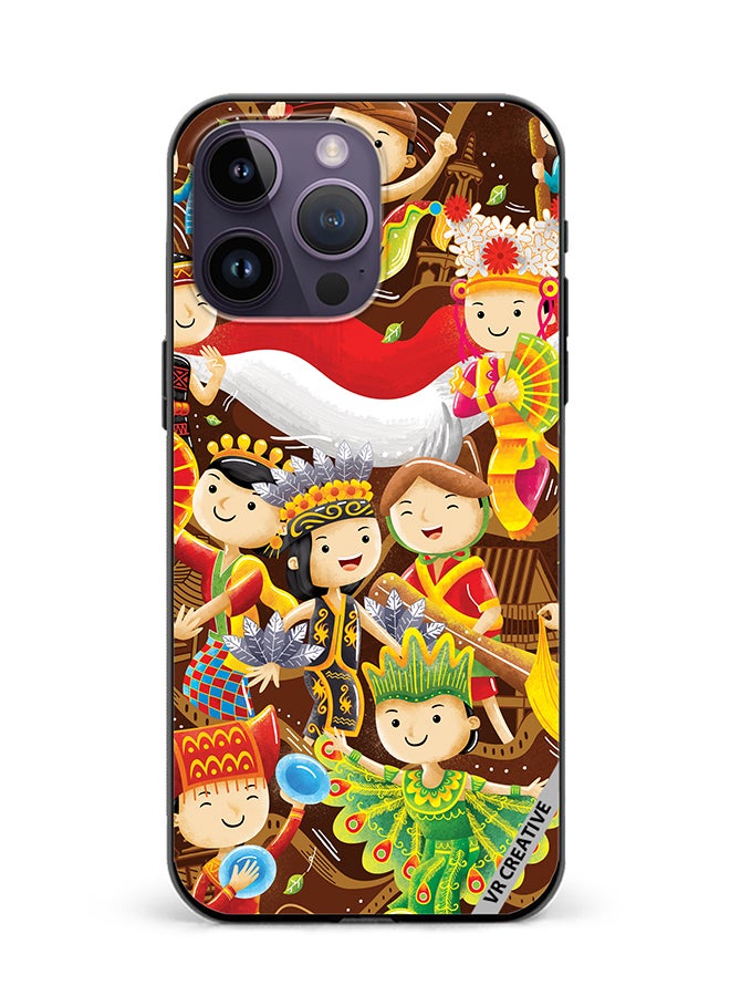 VR CREATIVE Protective Case Cover For Apple iPhone 15 Pro Indonesian Cartoon Design Multicolour - Image 1