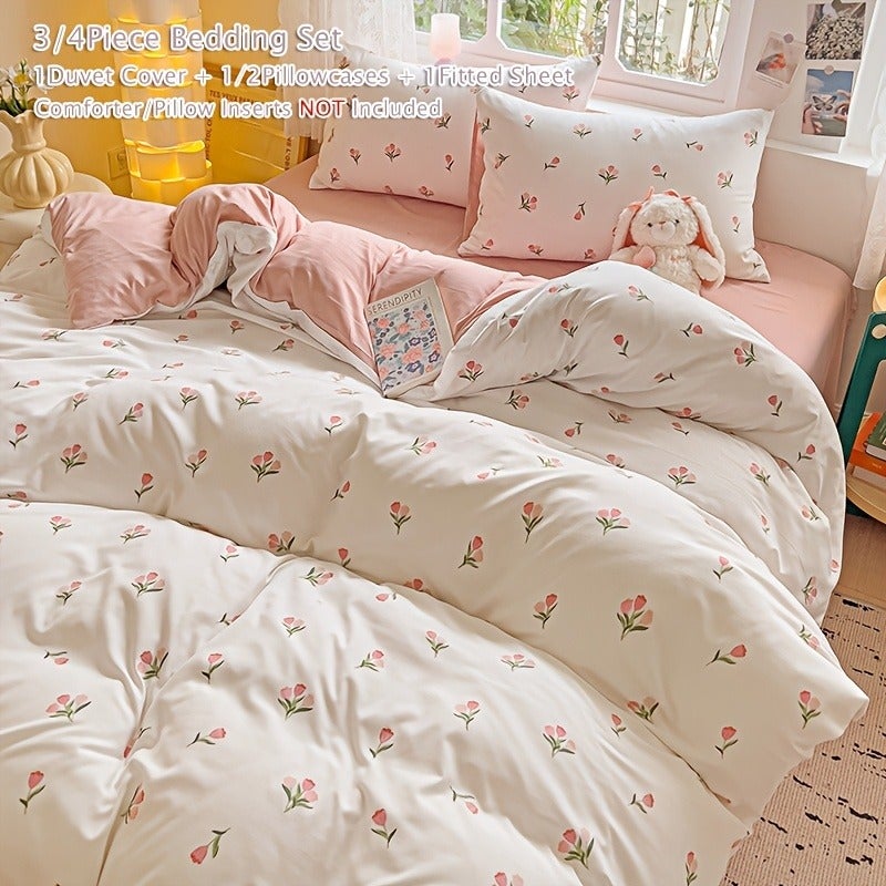 bedding: 1 Printed Duvet Cover + 2 Pillowcases + 1 Bed Sheet, Wrinkle-Textured All-Season Bedding (Excluding Pillow And Duvet Inserts) - Image 2