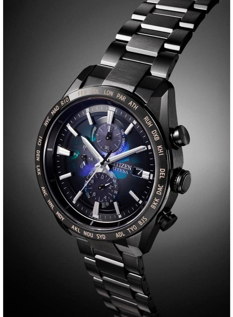 CITIZEN Attesa Limited Edition Eco-Drive Radio-Controlled Chronograph Men's Watch AT8286-65E, 42 mm Black Multi-Color Dial, Super Titanium Case & Bracelet, 100 m WR - Image 1