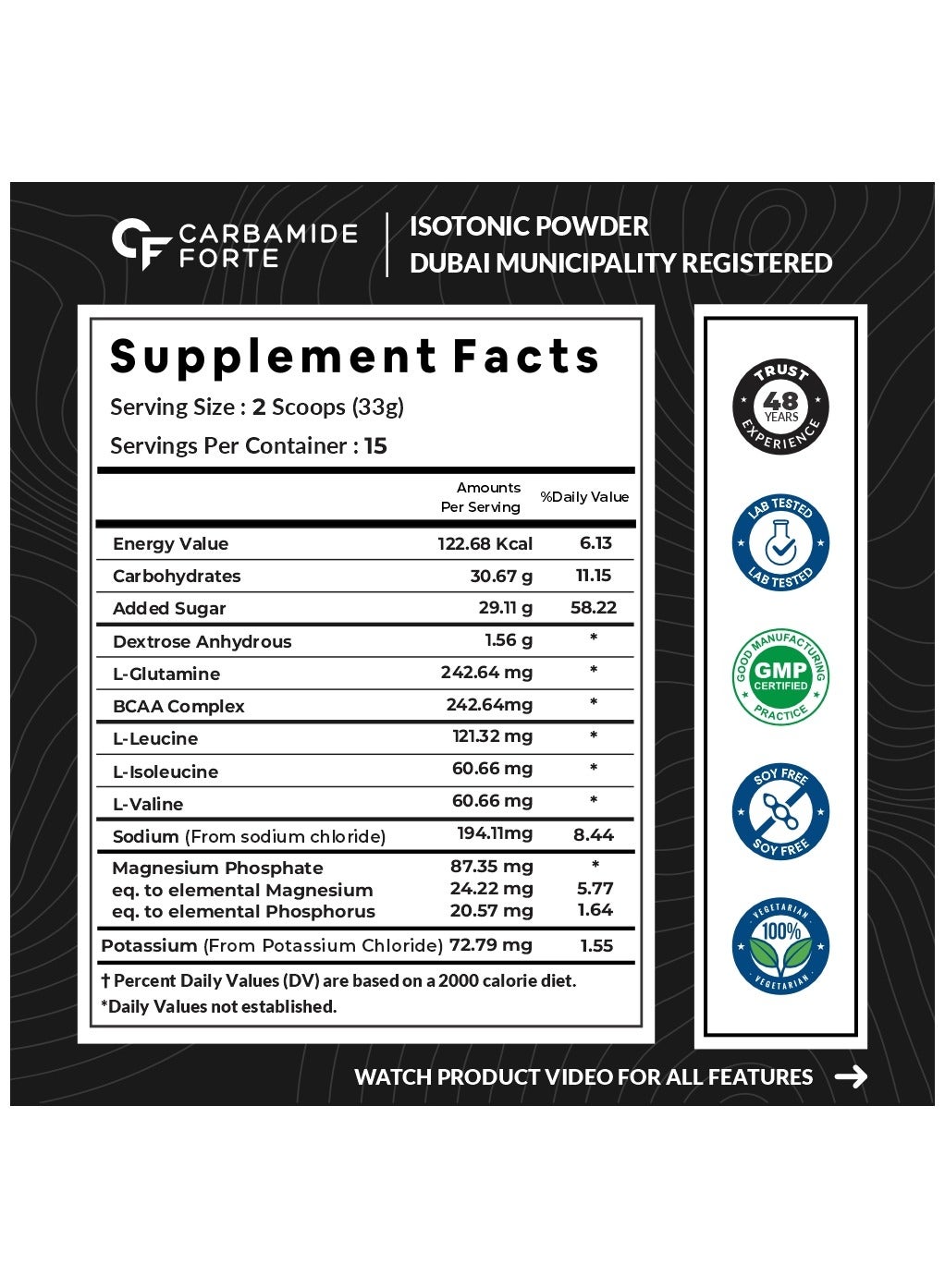 Carbamide Forte Isotonic Powder | Pre Workout Supplement | Instant Energy Drink For Workout | Electrolyte Powder With Added Bcaa & L Glutamine - Litchi Flavour - 500G (Pack Of 1)