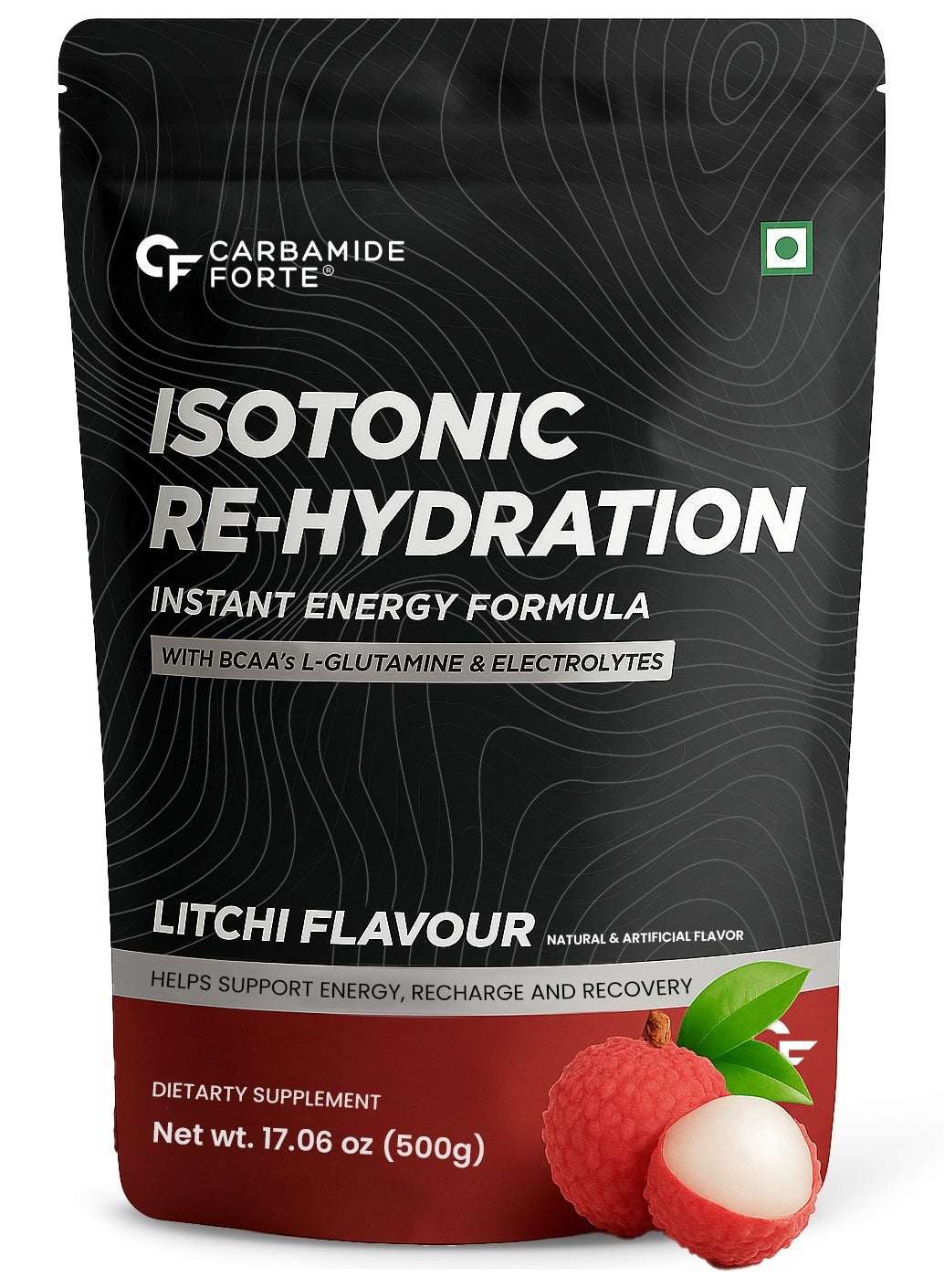 Carbamide Forte Isotonic Powder | Pre Workout Supplement | Instant Energy Drink for Workout | Electrolyte Powder with added BCAA & L Glutamine - Litchi Flavour - 500g (Pack of 1)