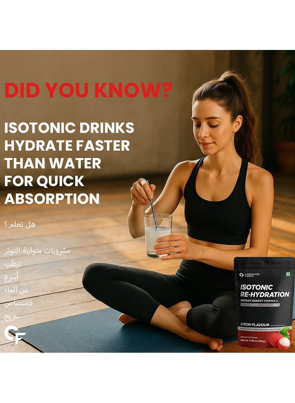Carbamide Forte Isotonic Powder | Pre Workout Supplement | Instant Energy Drink For Workout | Electrolyte Powder With Added Bcaa & L Glutamine - Litchi Flavour - 500G (Pack Of 1)